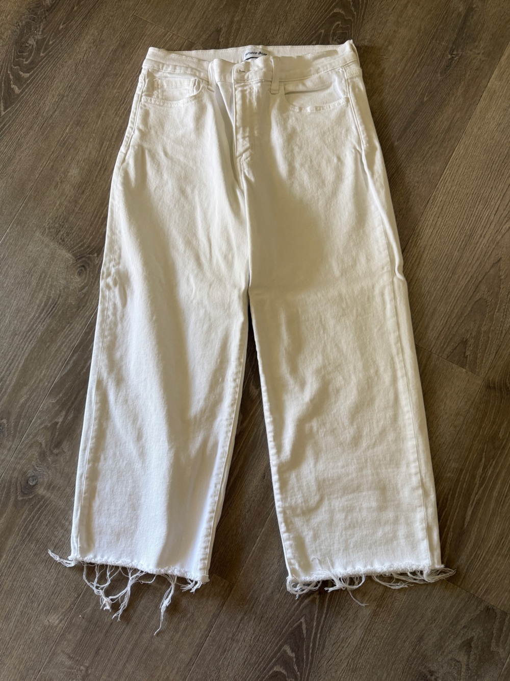 White Cropped Frayed-Hem Jeans for Women